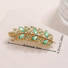 Rhinestone Metal Leaves Hair Clip Barrette Side Clip Sweet Leaf Duck Billed Clip