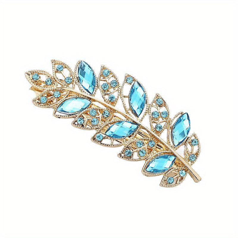 Rhinestone Metal Leaves Hair Clip Barrette Side Clip Sweet Leaf Duck Billed Clip