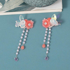 Tassel Pink Flower Pearl Hair Clip Vintage Cheongsam Hair Accessories