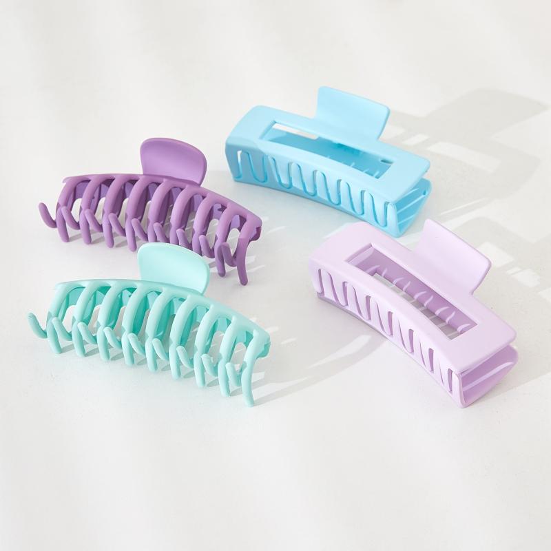 4 PCS Rectangle Hollow Hair Claw Basic Ponytail Clip
