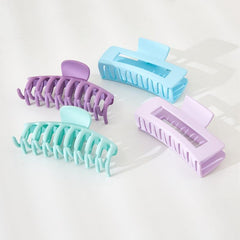 4 PCS Rectangle Hollow Hair Claw Basic Ponytail Clip