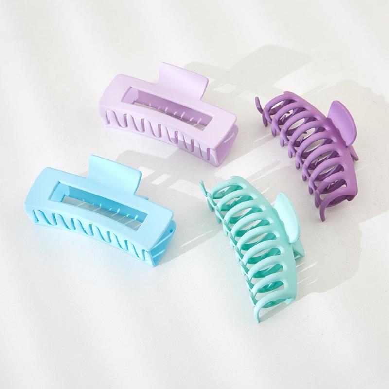 4 PCS Rectangle Hollow Hair Claw Basic Ponytail Clip