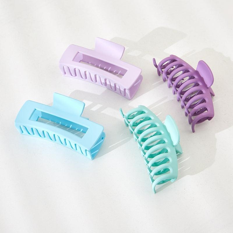 4 PCS Rectangle Hollow Hair Claw Basic Ponytail Clip