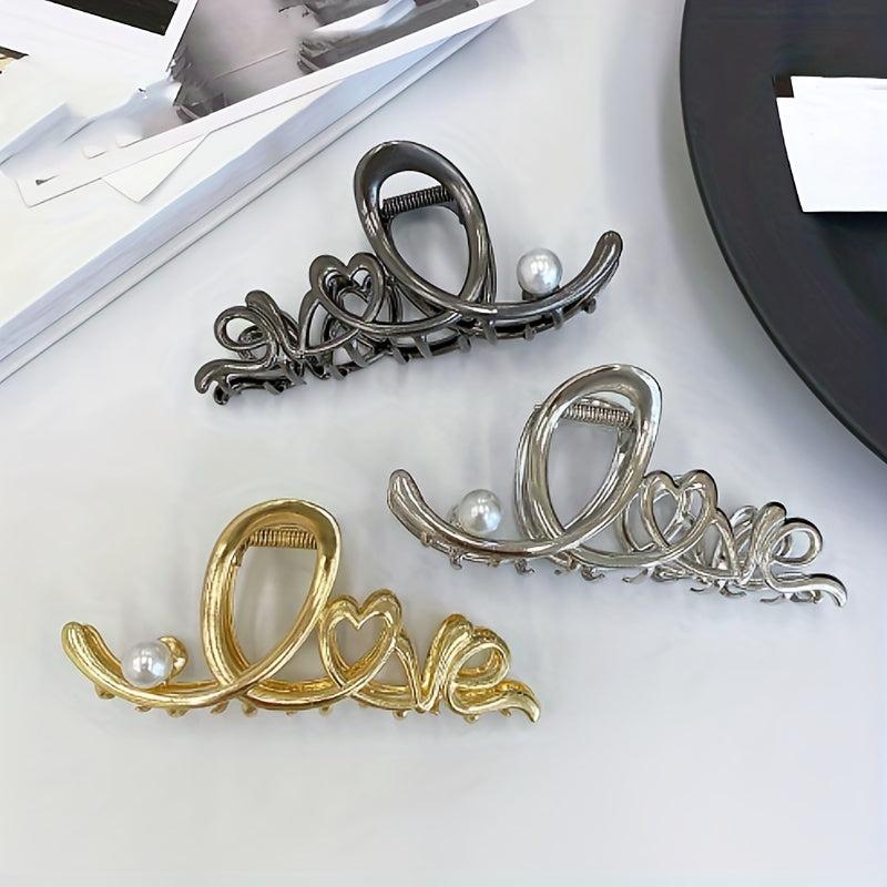 3pcs Alloy Wavy Heart Shaped Hair Claw Hair Sweet Claw