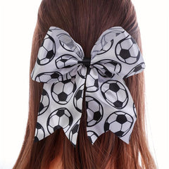 Soccer Print Bow Hair Tie Ponytail Hair Tie Hair Accessories