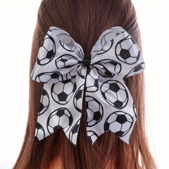 Soccer Print Bow Hair Tie Ponytail Hair Tie Hair Accessories
