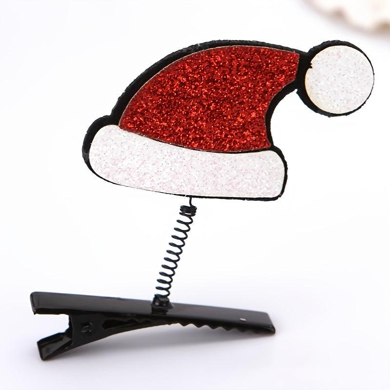 Xmas Elk Barrettes Candy Cane Hairpin Santa Claus Hair Clips