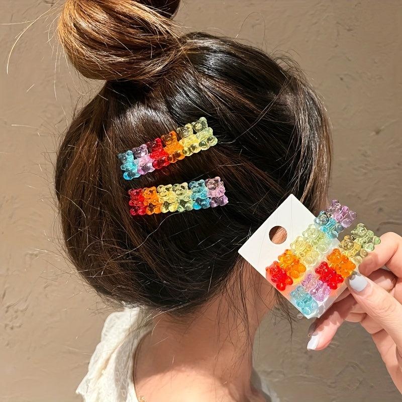 Rainbow Bear Hair Clip for Girls