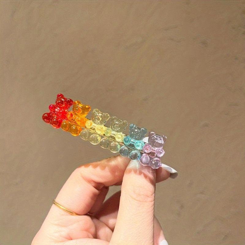 Rainbow Bear Hair Clip for Girls
