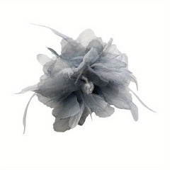 Large Yarn Hair Claw Clip with Faux Pearl and Simulation Feather
