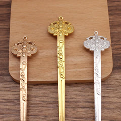 Flower Embossed Hair Pin Metal Hair Stick Retro Hair Bun Maker
