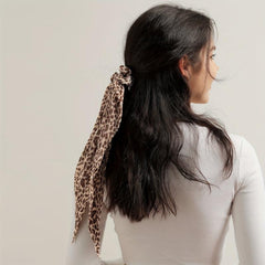 Leopard Pattern Pleated Scarf Scrunchies Hair Accessories For Women