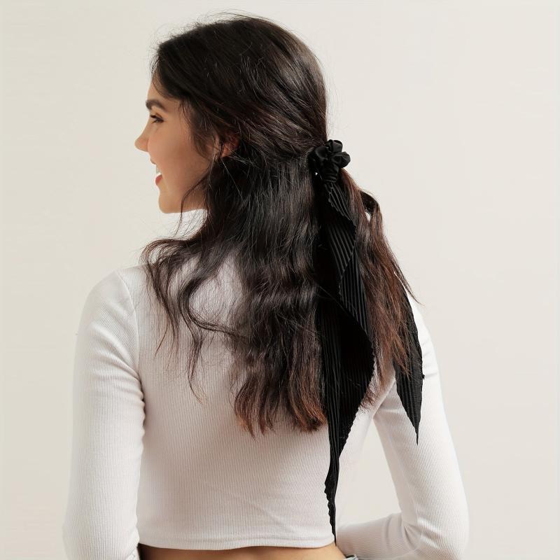 Leopard Pattern Pleated Scarf Scrunchies Hair Accessories For Women