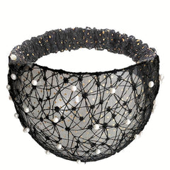 Vintage Boho Bandana Headband with Faux Pearl Stretch