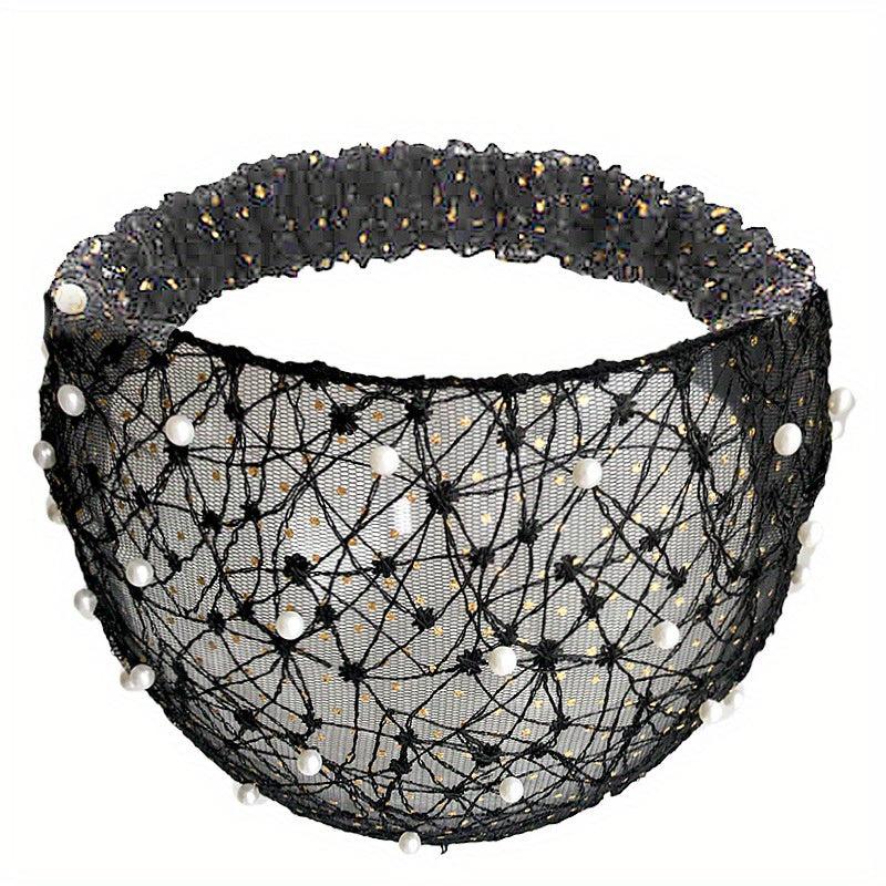 Vintage Boho Bandana Headband with Faux Pearl Stretch