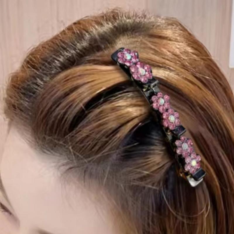 4pcs Rhinestone Flower Hair Clip Non-slip Barrette Hair Accessories