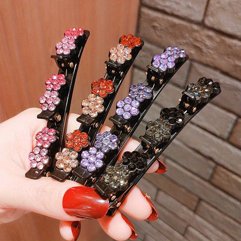 4pcs Rhinestone Flower Hair Clip Non-slip Barrette Hair Accessories
