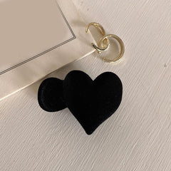 Red Love Heart Hair Claw Clip For Women Girls Small Velvet Hair Clip