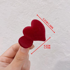 Red Love Heart Hair Claw Clip For Women Girls Small Velvet Hair Clip