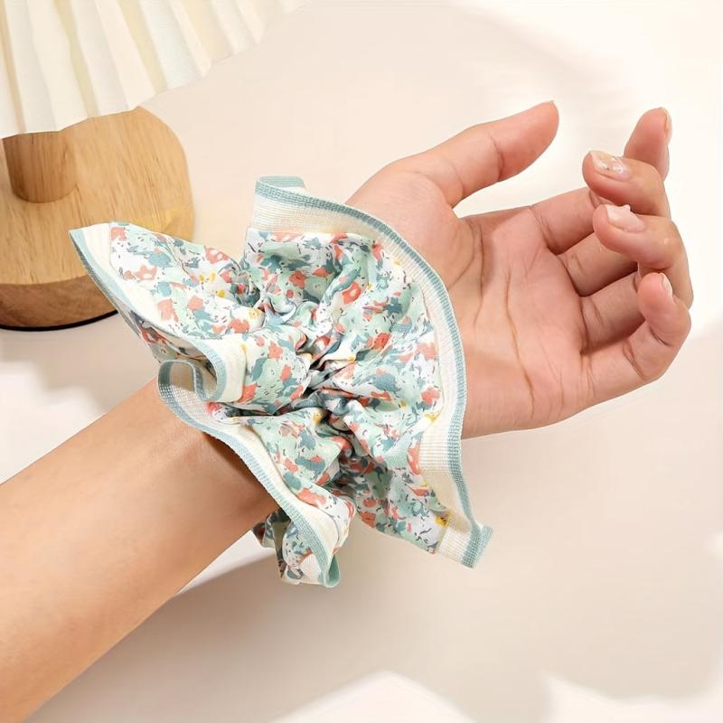 Pastoral Scrunchies Hair Tie Striped Brim Hair Rope Elastic Ponytail Holder