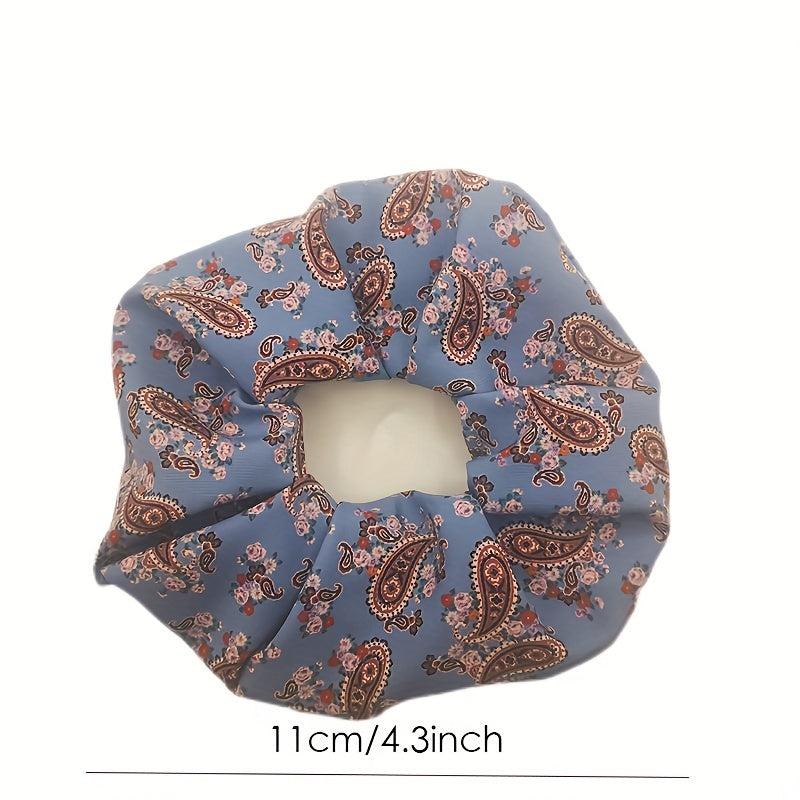 4pcs Boho Paisley Print Scrunchies Hair Tie Elastic Ponytail Holder