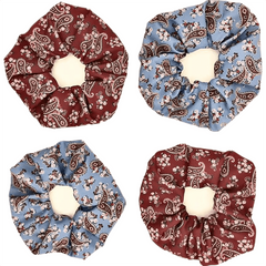4pcs Boho Paisley Print Scrunchies Hair Tie Elastic Ponytail Holder
