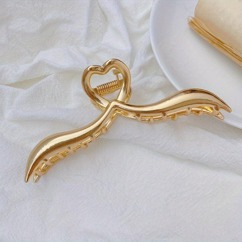 Golden Metal Large Hair Clip for Women and Girls