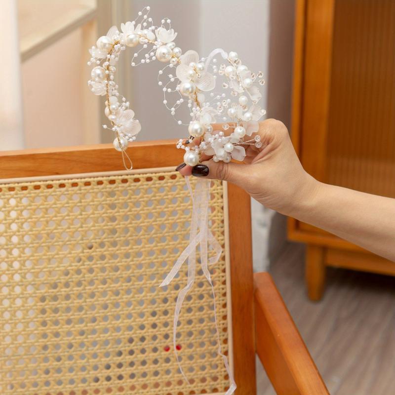 Faux Pearl Headdress Wedding Hair Band Princess Style