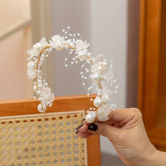 Faux Pearl Headdress Wedding Hair Band Princess Style
