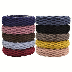 100pcs Seamless Cotten Thick Hair Tie No Crease Elastic Ponytail Holder