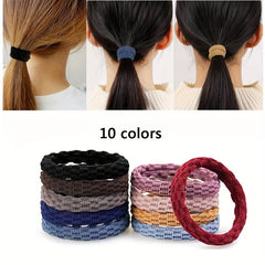 100pcs Seamless Cotten Thick Hair Tie No Crease Elastic Ponytail Holder