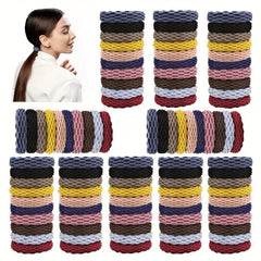 100pcs Seamless Cotten Thick Hair Tie No Crease Elastic Ponytail Holder