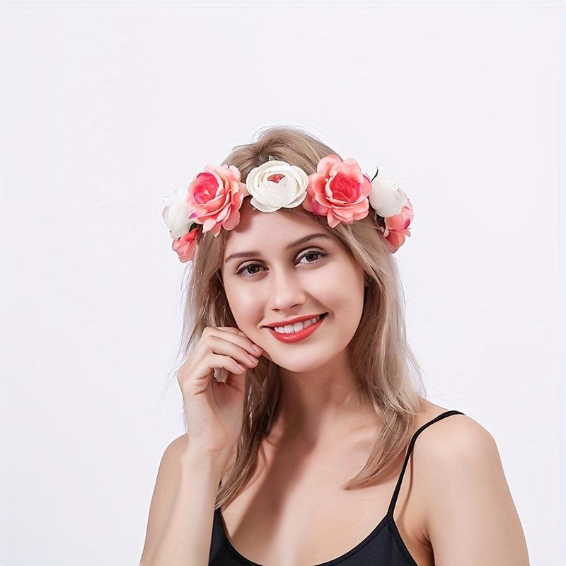 Adjustable Flower Headband for Wedding Women Travel