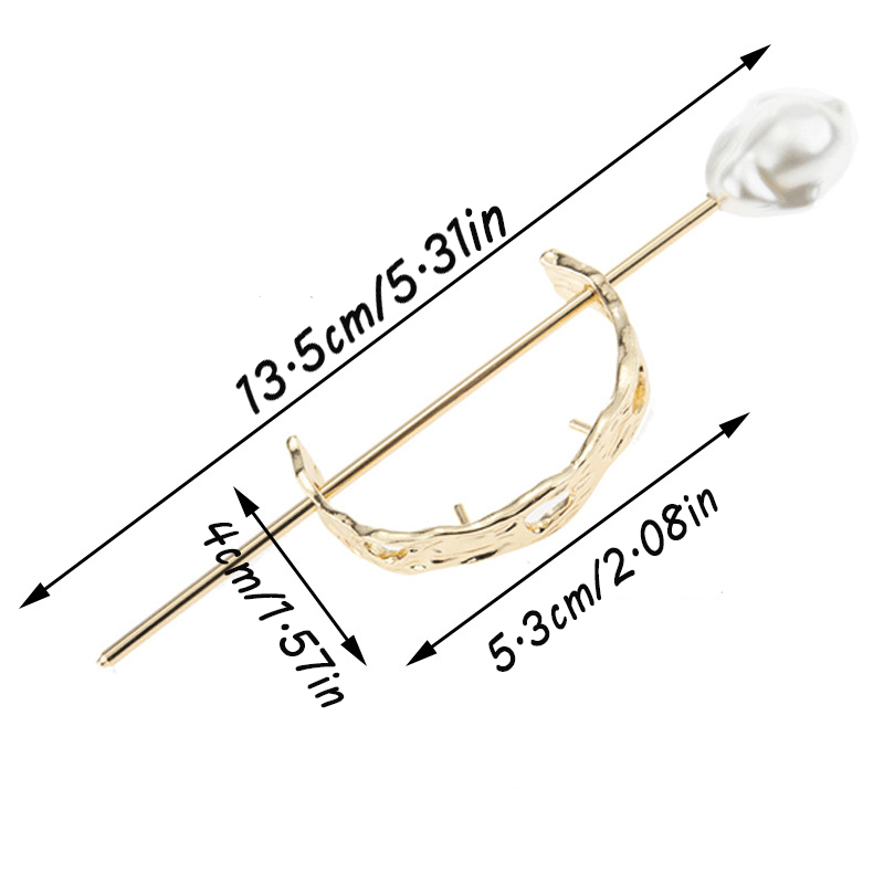 Faux Pearl Hairpin Curved Hair Stick Ponytail Holder Hair Accessories
