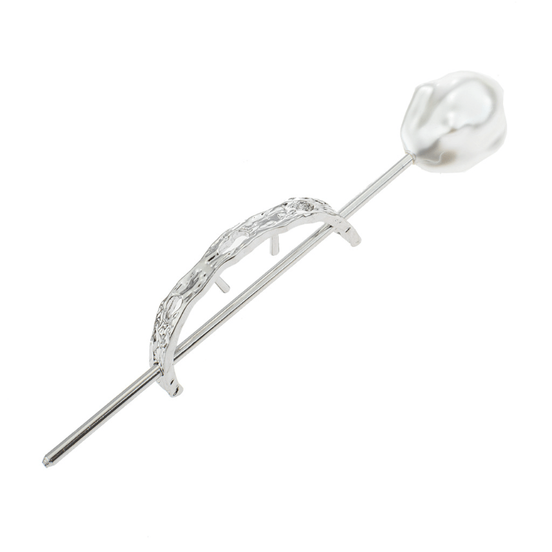 Faux Pearl Hairpin Curved Hair Stick Ponytail Holder Hair Accessories