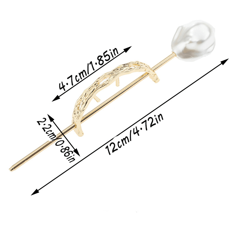 Faux Pearl Hairpin Curved Hair Stick Ponytail Holder Hair Accessories