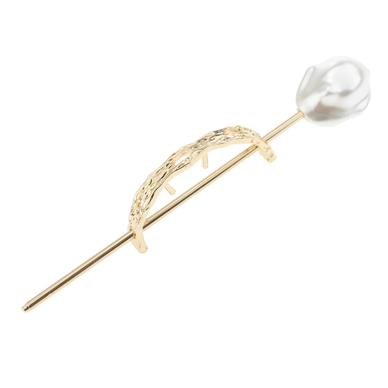 Faux Pearl Hairpin Curved Hair Stick Ponytail Holder Hair Accessories
