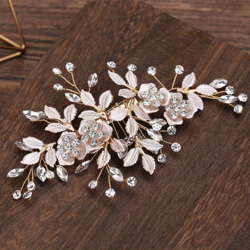 Metal Flower Barrette Rhinestone Hair Clip Wedding Bridal Hair Accessories