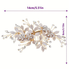 Metal Flower Barrette Rhinestone Hair Clip Wedding Bridal Hair Accessories