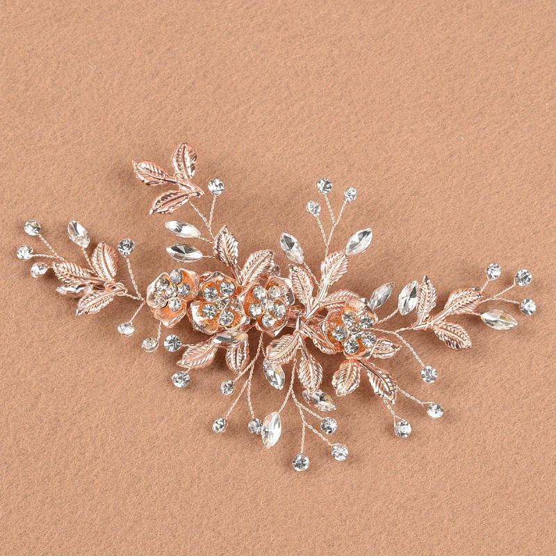 Metal Flower Barrette Rhinestone Hair Clip Wedding Bridal Hair Accessories