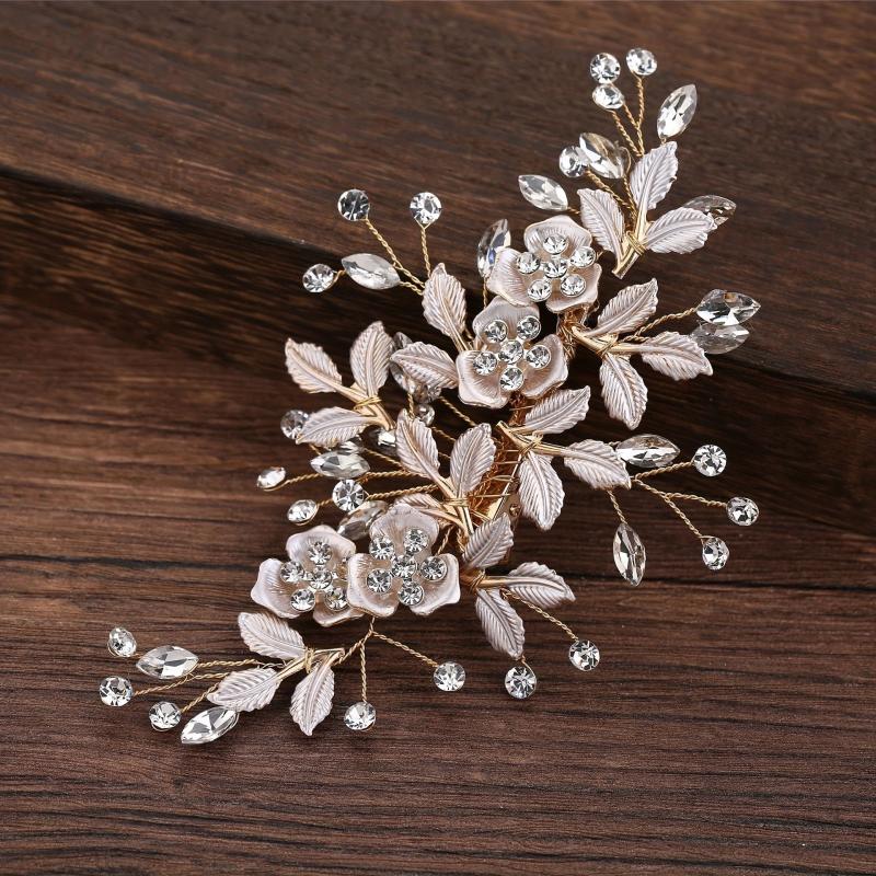 Metal Flower Barrette Rhinestone Hair Clip Wedding Bridal Hair Accessories