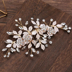 Metal Flower Barrette Rhinestone Hair Clip Wedding Bridal Hair Accessories