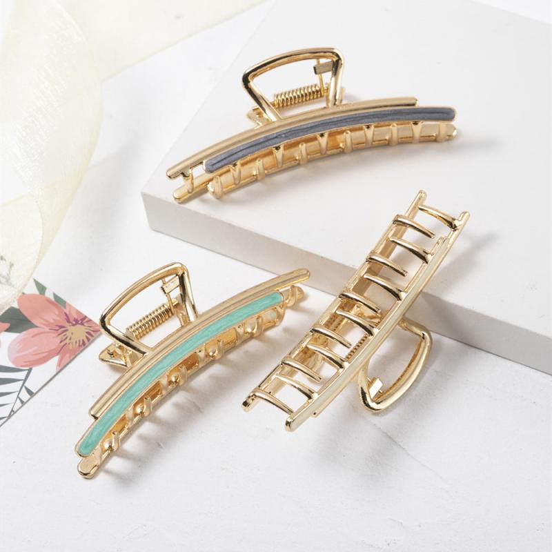 Vintage Matte Glossy Hair Claw Clips Metal Hair Jaw Clamp Barrette