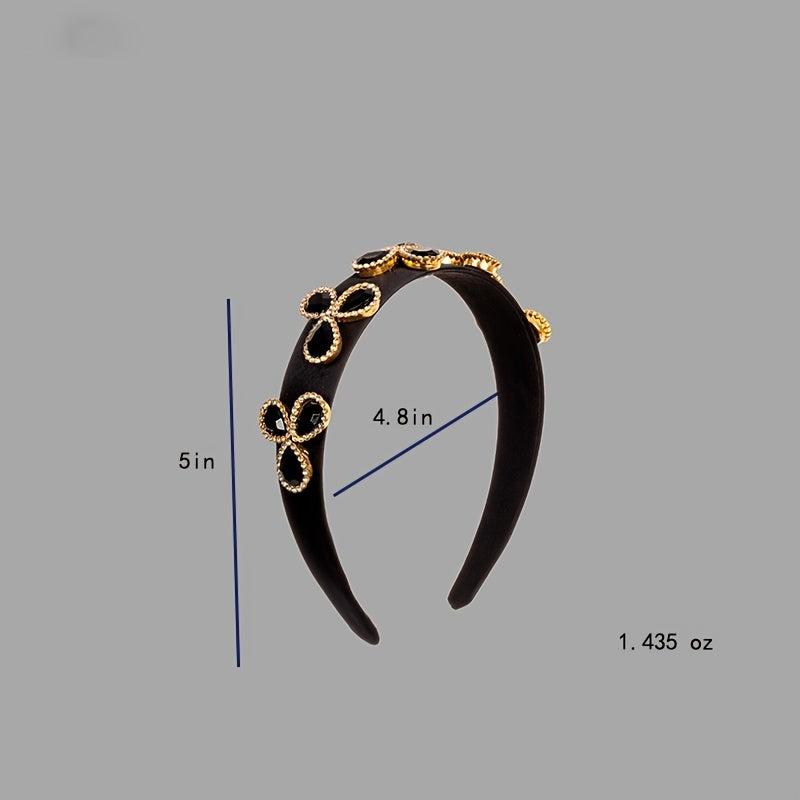 Clover Rhinestone Wide Brim Headband Vintage Hair Hoop Baroque Hair Accessories