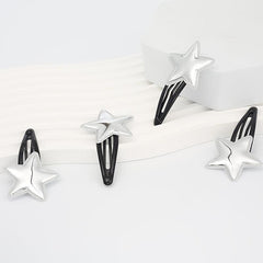 4pcs Star Decor Hair Clip Slivery Hair Clip Anti Slip Snap Clip