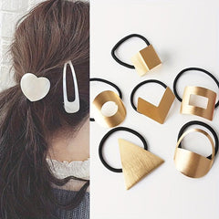 Metal Heart Hair Tie Triangle Hair Rope Elastic Style Hair Ring