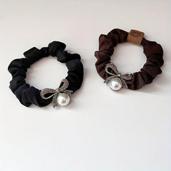 Rhinestone Boe Scrunchies Hair Tie Faux Pearl Hair Rope Elastic Ponytail Holder