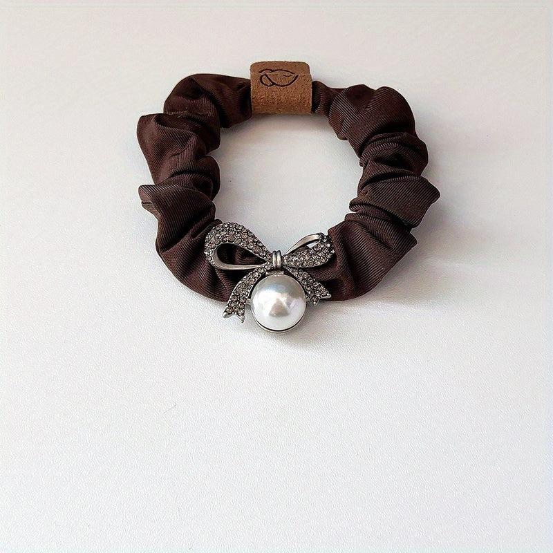 Rhinestone Boe Scrunchies Hair Tie Faux Pearl Hair Rope Elastic Ponytail Holder