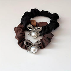 Rhinestone Boe Scrunchies Hair Tie Faux Pearl Hair Rope Elastic Ponytail Holder