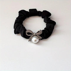 Rhinestone Boe Scrunchies Hair Tie Faux Pearl Hair Rope Elastic Ponytail Holder